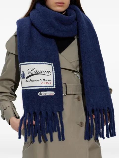 logo-appliqué fringed scarf by LANVIN