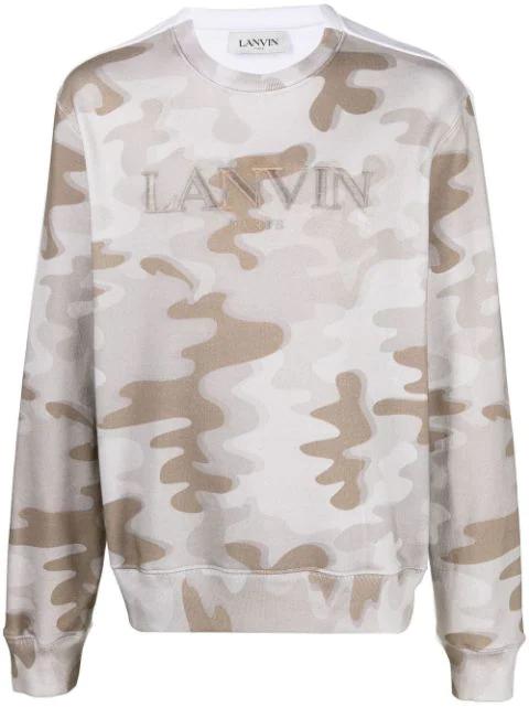 logo-embroidered camouflage-print sweatshirt by LANVIN