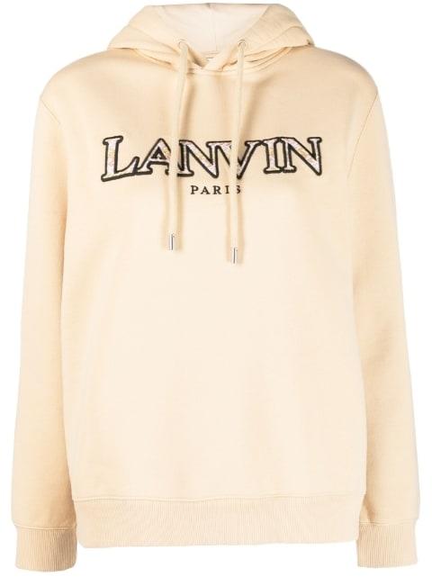 logo-embroidered cotton hoodie by LANVIN