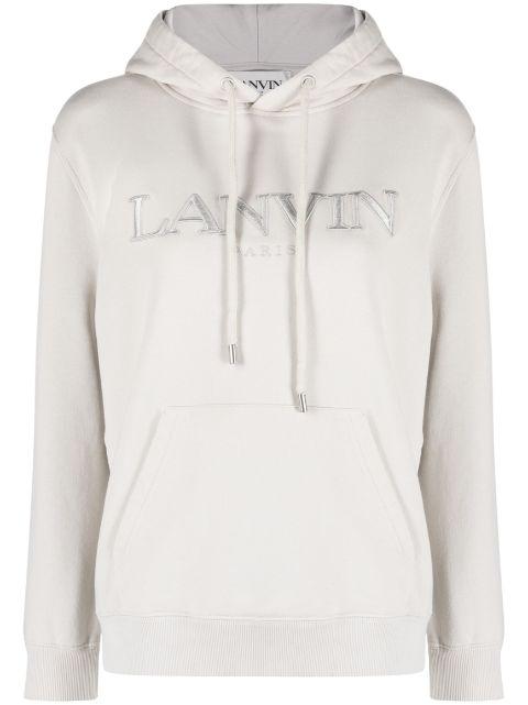 logo-embroidered cotton hoodie by LANVIN
