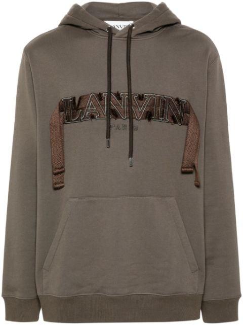 logo-embroidered cotton hoodie by LANVIN