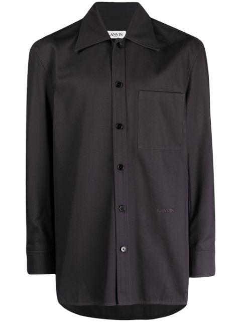 logo-embroidered cotton shirt by LANVIN