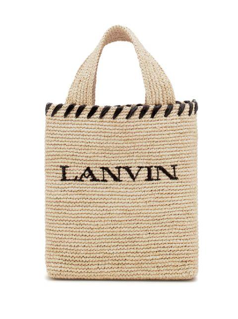 logo-motif raffia tote bag by LANVIN