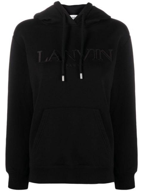 logo-print drawstring hoodie by LANVIN