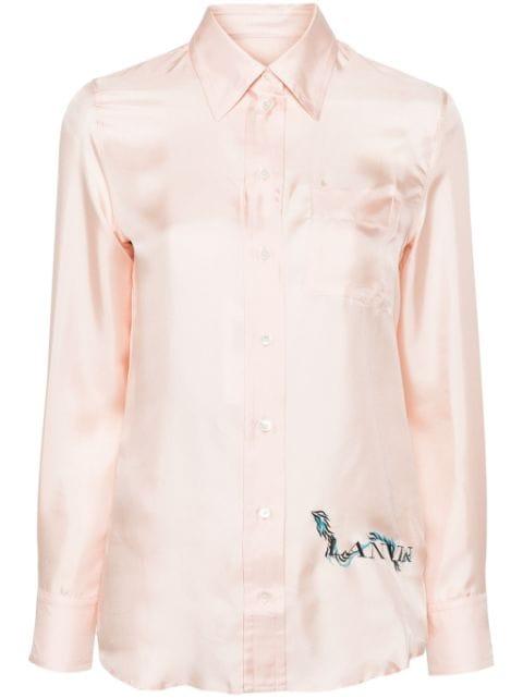 logo-print silk shirt by LANVIN