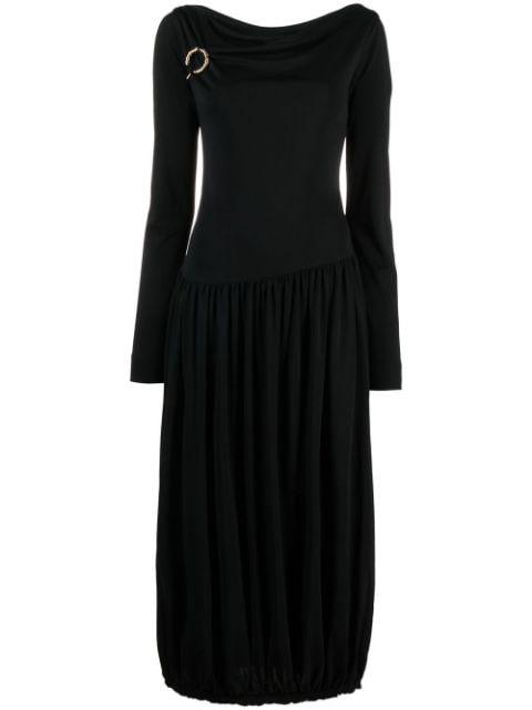 long-sleeve asymmetric midi dress by LANVIN