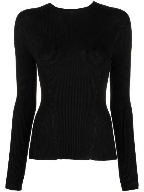 long-sleeve ribbed-knit top by LANVIN