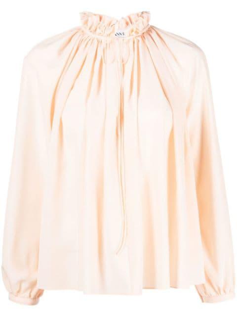 pleated-neckline silk blouse by LANVIN