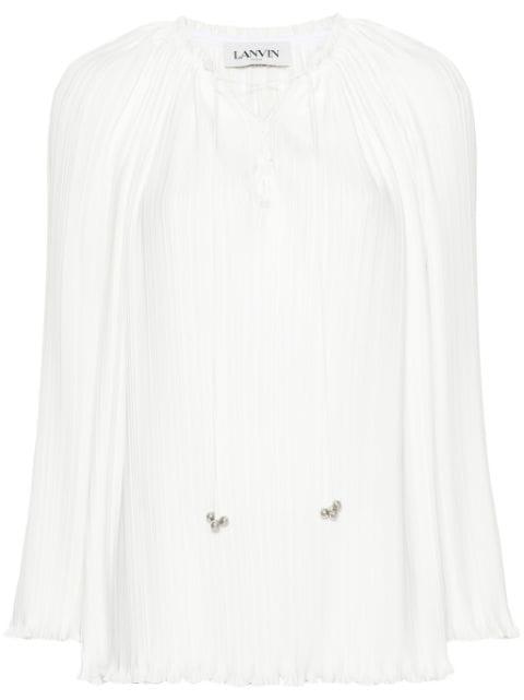 plissé lace-up blouse by LANVIN
