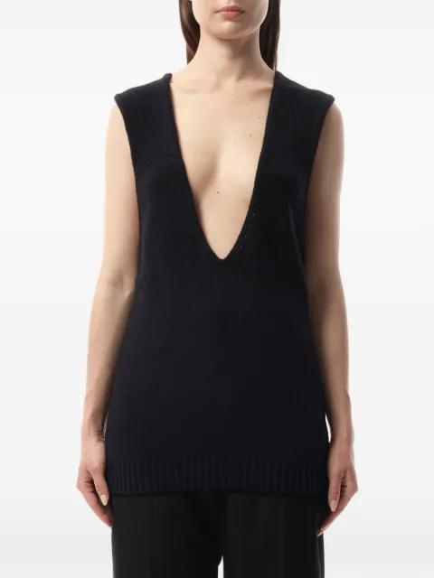 plunging V-neck ribbed-trim sweater by LANVIN