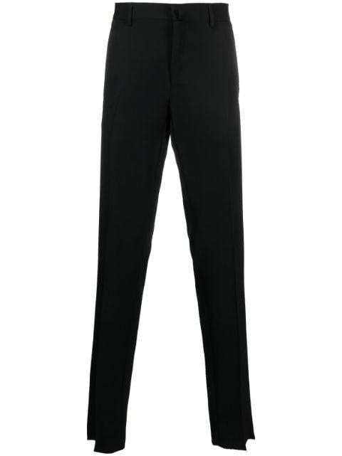 satin-trim tailored wool trousers by LANVIN