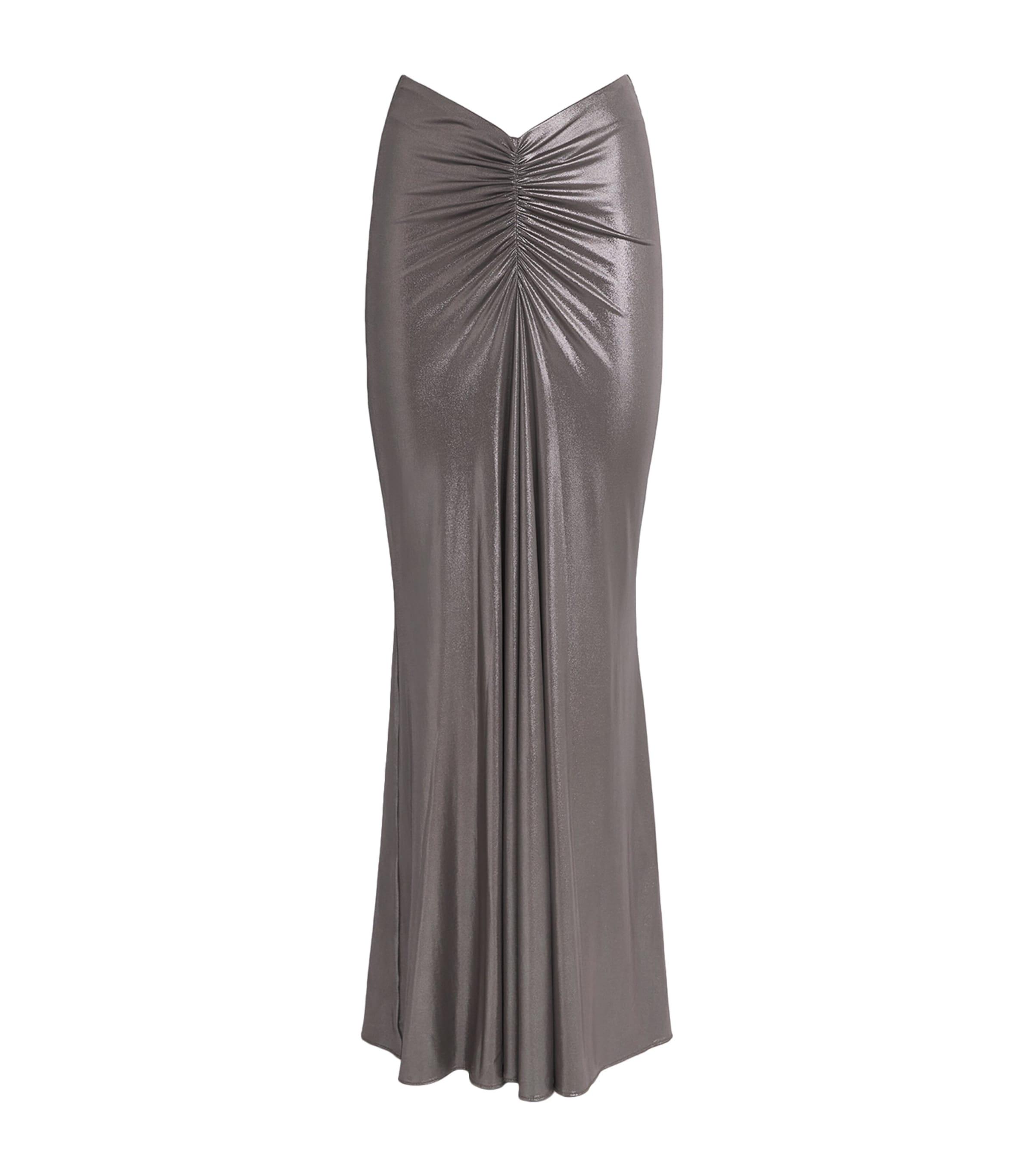 Coated Jersey Ruched Maxi Skirt by LAPOINTE