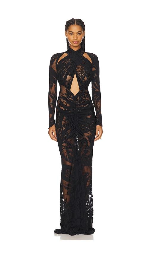 Lapointe Burnout Jersey Halter Ruched Gown in Black by LAPOINTE