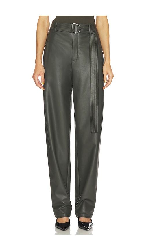 Lapointe Faux Leather Belted Tapered in Dark Green by LAPOINTE