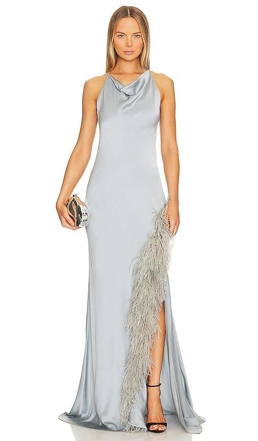 Lapointe Halter Cowl Neck Gown in Grey by LAPOINTE