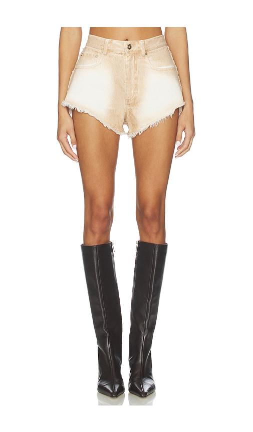 Lapointe Pigment Denim Mini Short in Neutral by LAPOINTE