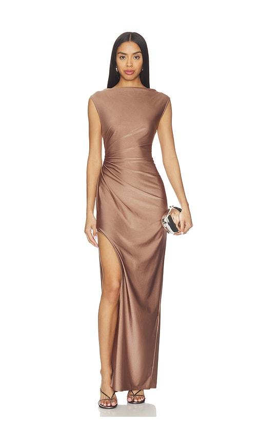 Lapointe Ruched Gown in Brown by LAPOINTE