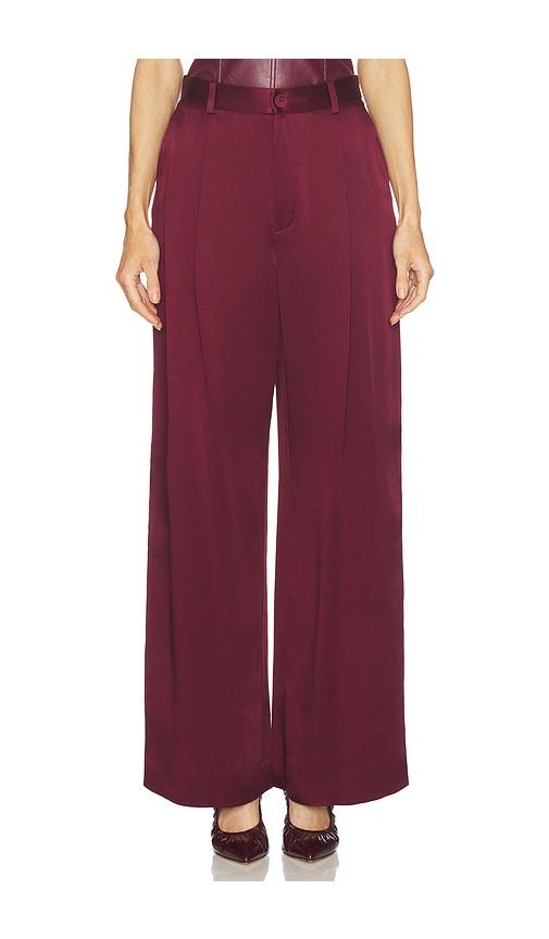 Lapointe Satin Pleated Wide Leg in Red by LAPOINTE