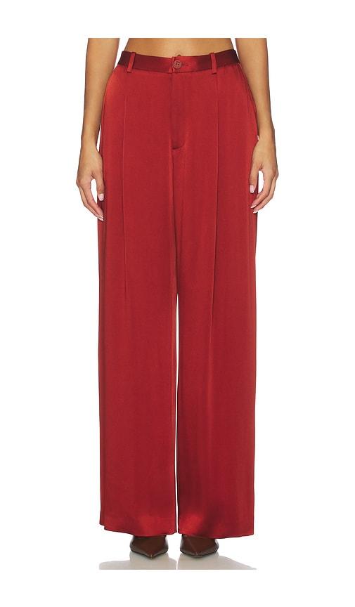 Lapointe Satin Relaxed Pleated Pant in Rust by LAPOINTE