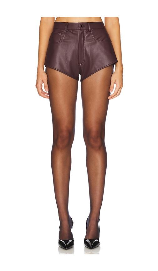 Lapointe Stretch Faux Leather Mini Short in Burgundy by LAPOINTE