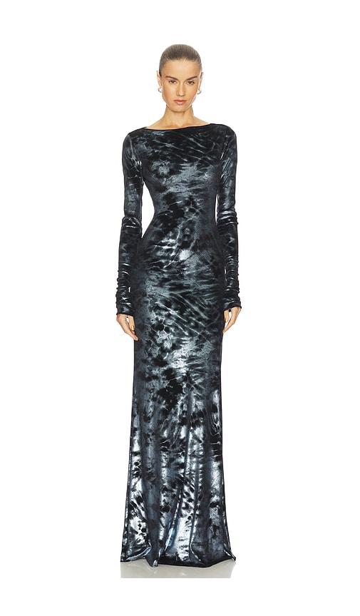 Lapointe Velour Boatneck Gown in Blue by LAPOINTE