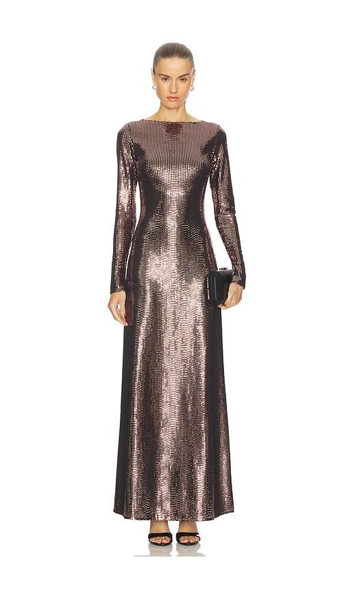 Lapointe x REVOLVE Mirror Jersey Boatneck Gown in Metallic Bronze by LAPOINTE