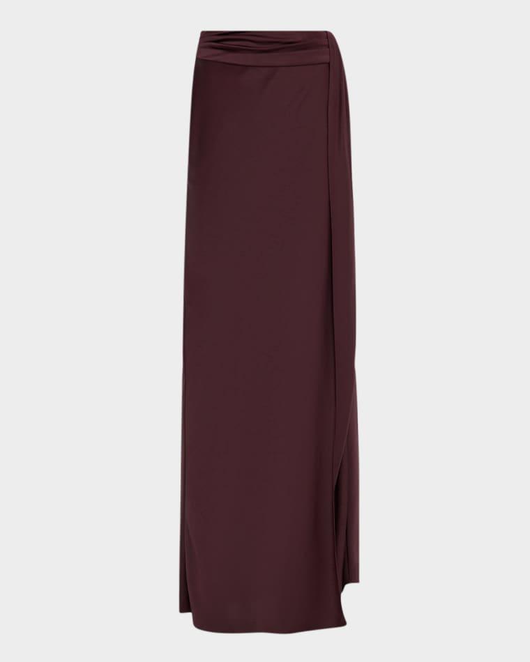 Lightweight Satin Asymmetric Maxi Skirt by LAPOINTE