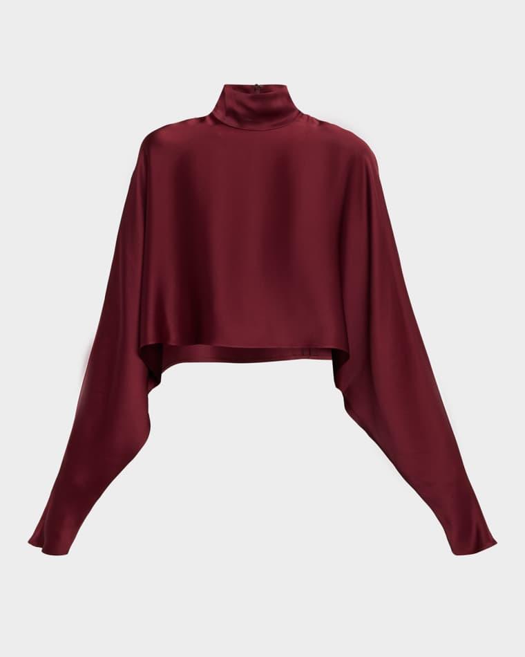 Long-Sleeved Satin Caftan Top by LAPOINTE