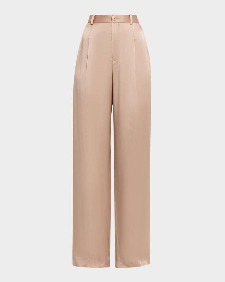 Pleated Satin Pants by LAPOINTE