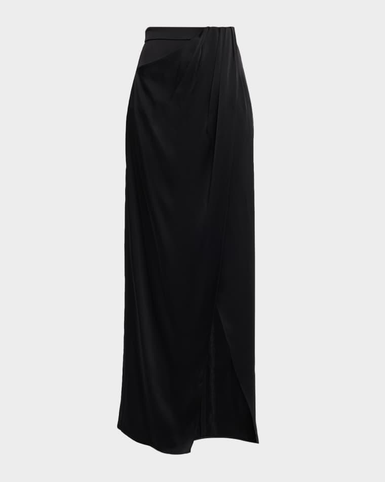 Satin Wrap Maxi Skirt by LAPOINTE