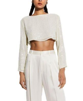 Sequin Viscose Cropped Top by LAPOINTE