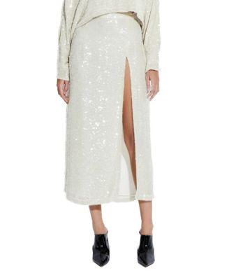 Sequin Viscose Slit Skirt by LAPOINTE