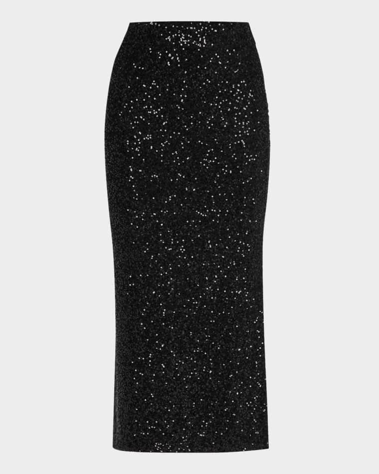 Sequined Cashmere Midi Skirt by LAPOINTE