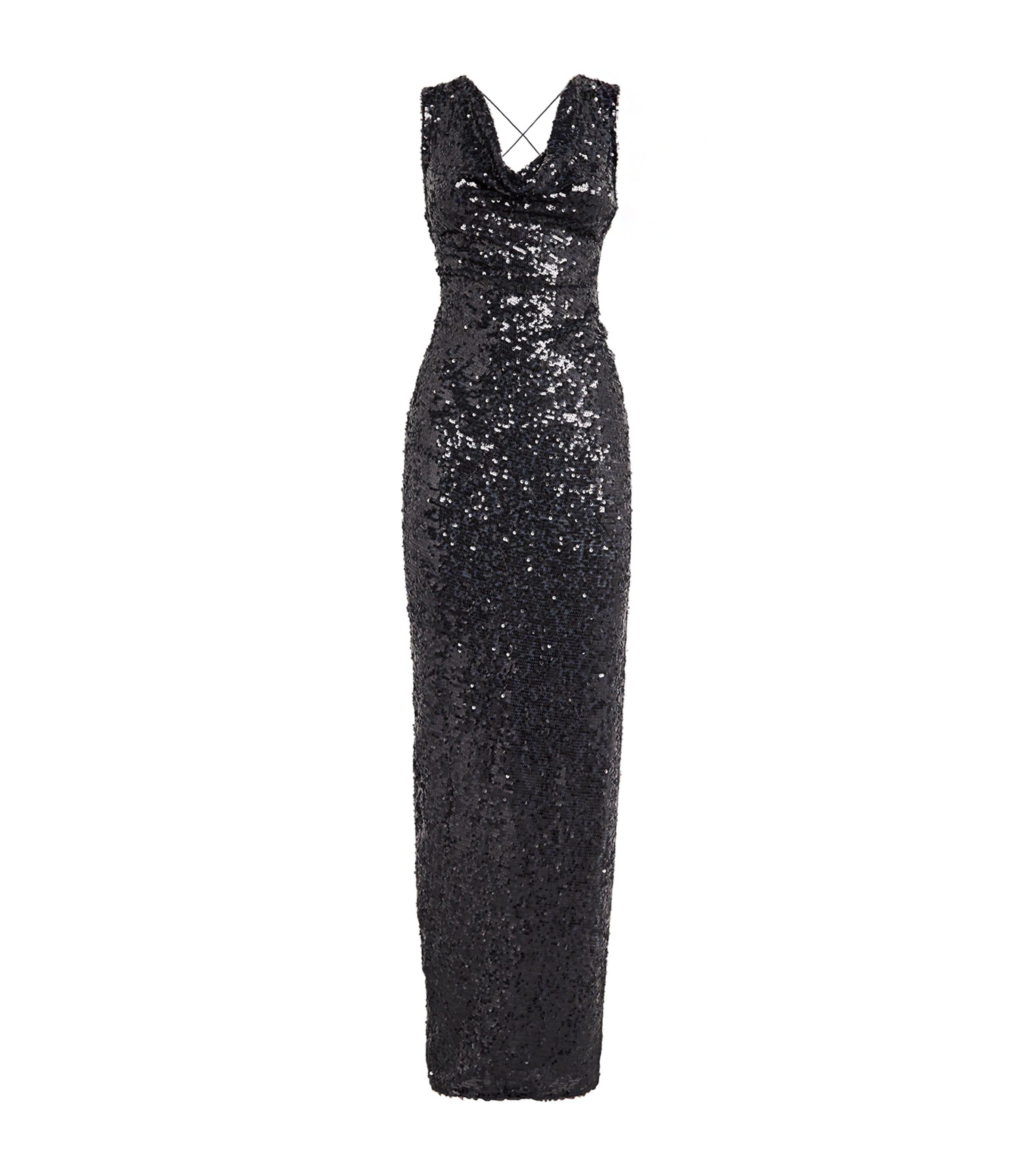 Sequinned Cowl-Neck Gown by LAPOINTE