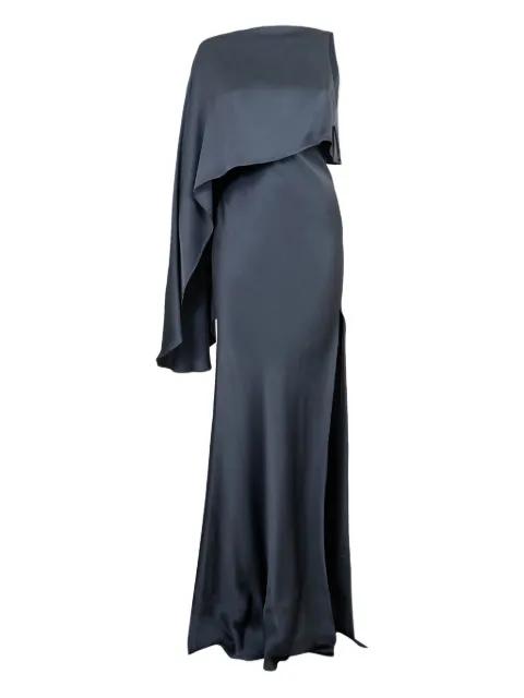 draped asymmetric-sleeve gown by LAPOINTE