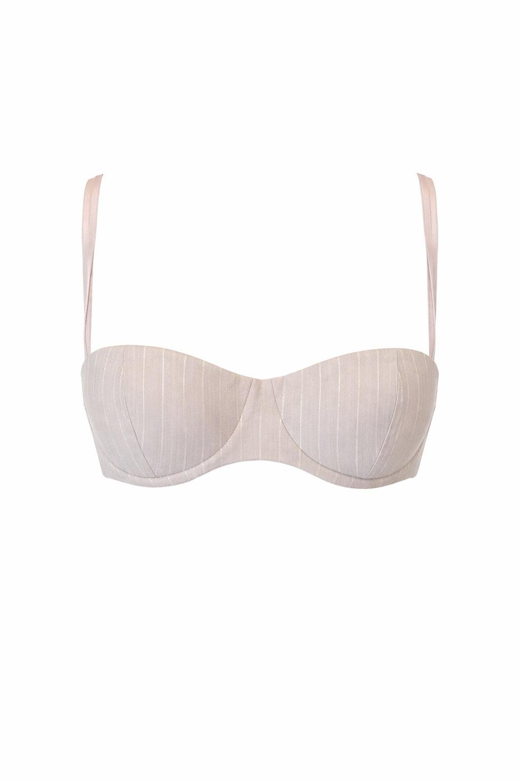 Gold Pinstripe Bralette by LAQUAN SMITH