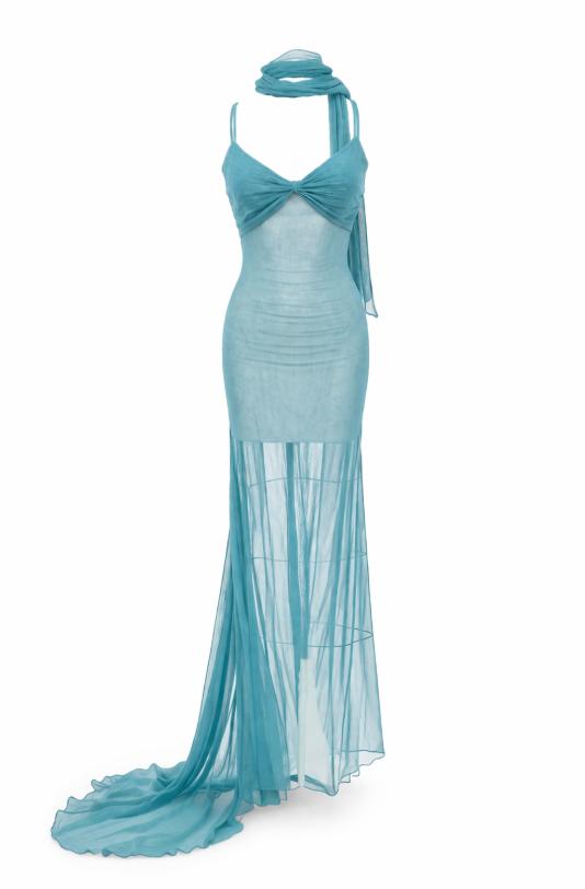 Gown with Neck Tie Detail by LAQUAN SMITH