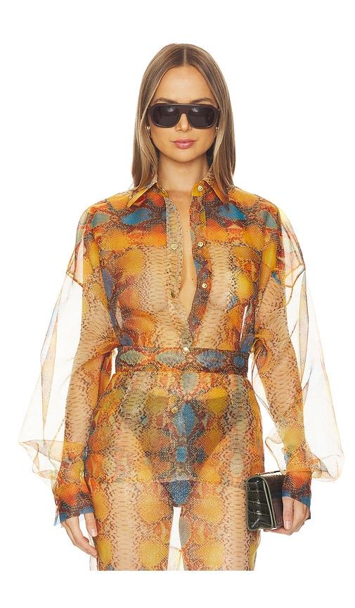 LaQuan Smith Oversized Boyfriend Shirt in Orange by LAQUAN SMITH