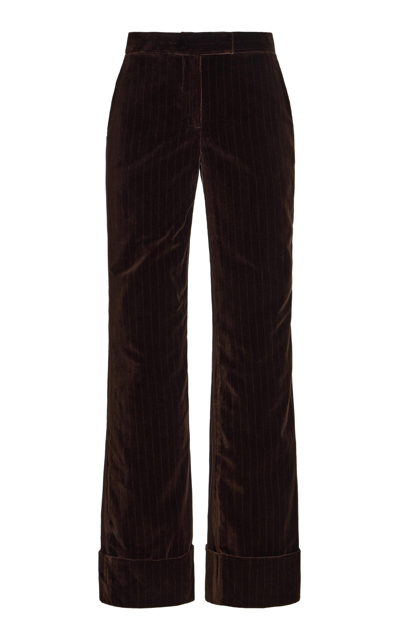 LaQuan Smith Pinstriped Cotton Velvet Cuffed Pants - Moda Operandi by LAQUAN SMITH