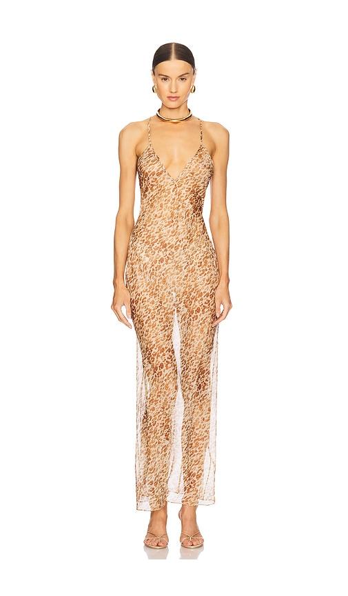 LaQuan Smith Slip Dress in Brown by LAQUAN SMITH