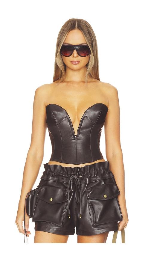 LaQuan Smith Sweetheart Neckline Bustier in Chocolate by LAQUAN SMITH
