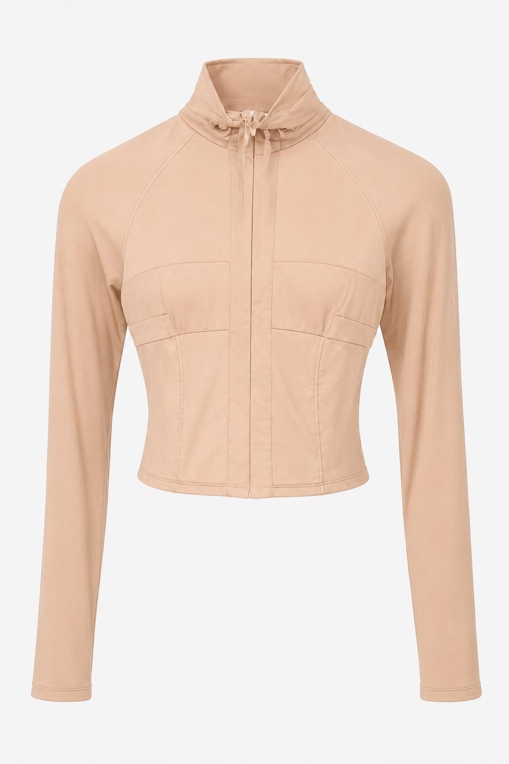 Long Sleeve Jacket with Front Zipper Detail by LAQUAN SMITH