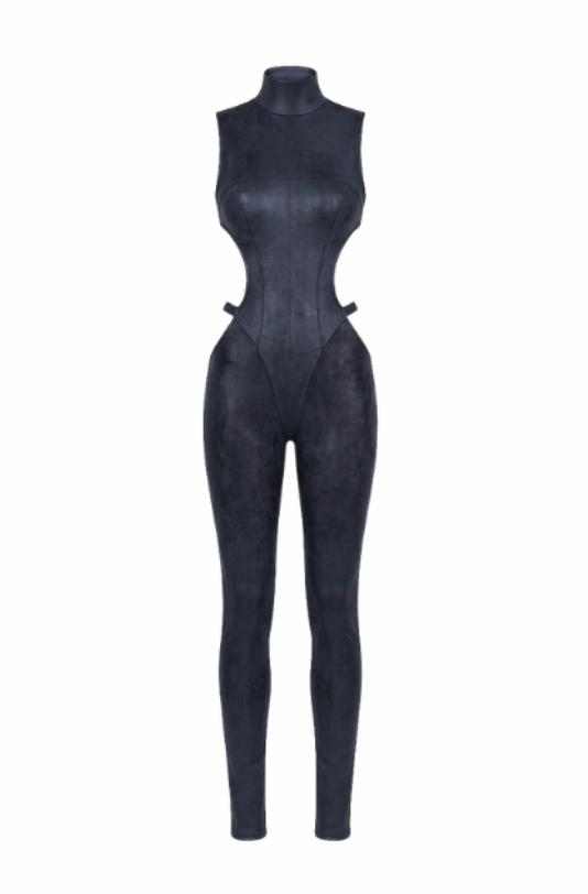 Mock Neck Jumpsuit with Cutout Detail by LAQUAN SMITH