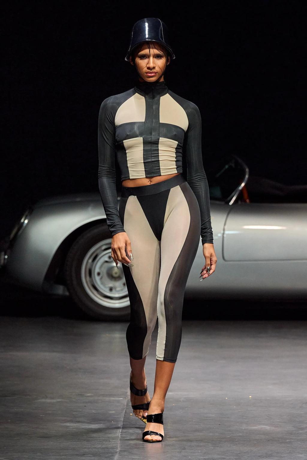 Preorder: LaQuan Smith | Two Tone Long Sleeve Jacket with Open Back Detail by LAQUAN SMITH