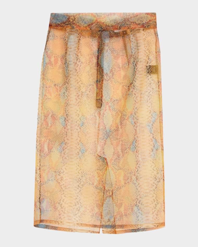 Shimmering Snakeskin Organza Pencil Skirt by LAQUAN SMITH