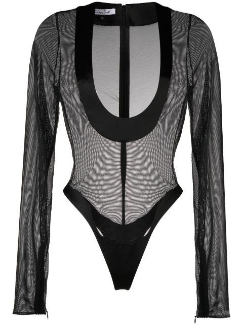 satin-trim bodysuit by LAQUAN SMITH