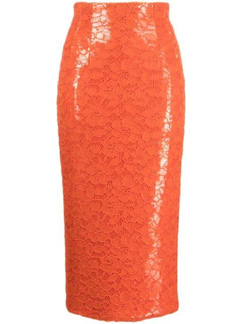 sequinned-crêpe and corded lace skirt by LAQUAN SMITH