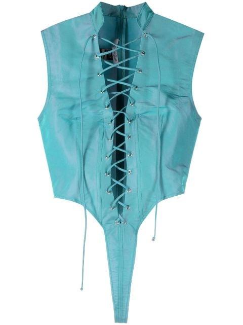 sleeveless lace-up bodysuit by LAQUAN SMITH