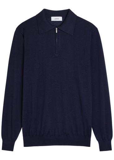 Fine-knit wool-blend polo shirt by LARDINI