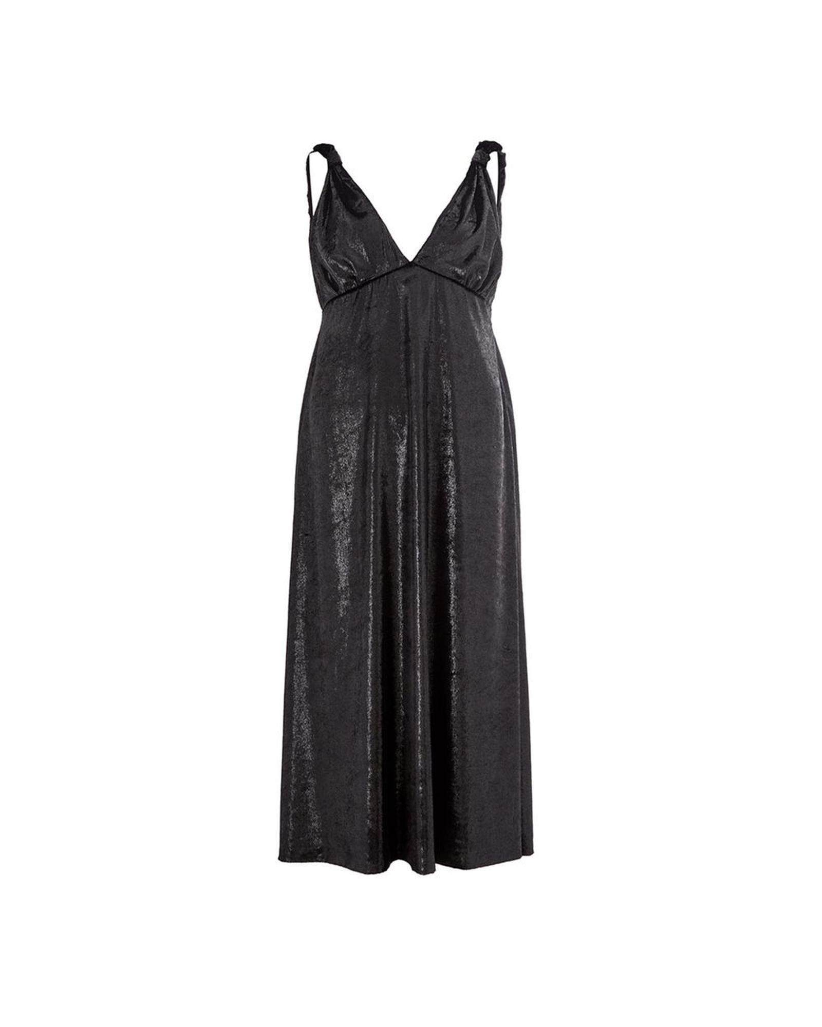 Metallic Midi Dress ALine Silhouette- Black Dresses by LARDINI Metallic Midi Dress ALine Silhouette- Black Dresses by LARDINI